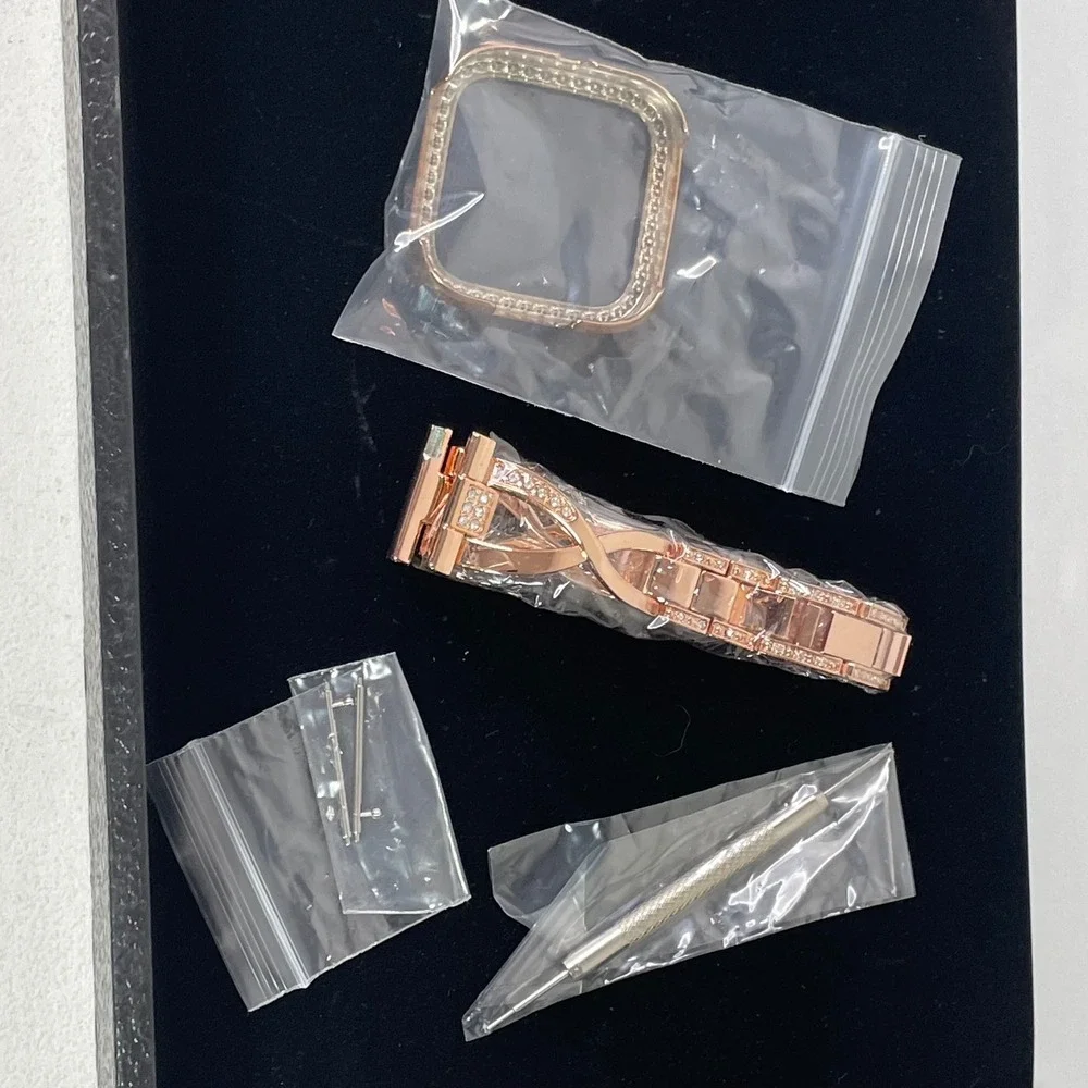 Fitbit Versa 2 Rose Gold Rhinestone Band and Case Stainless Steel